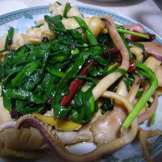 干鱿鱼爆炒韭菜