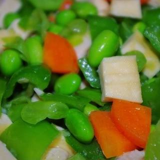 毛豆炒荤素三丁