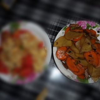 土豆胡萝卜片炒肉