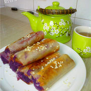 奶香紫薯培根春卷