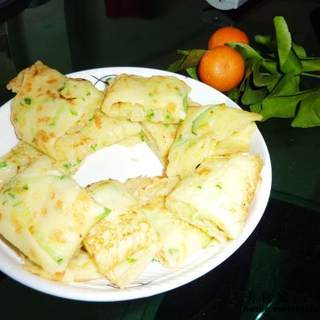黄瓜丝豆渣煎饼