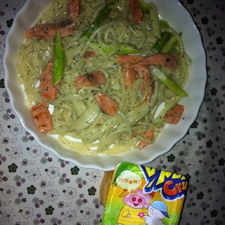 芦笋三文鱼意面