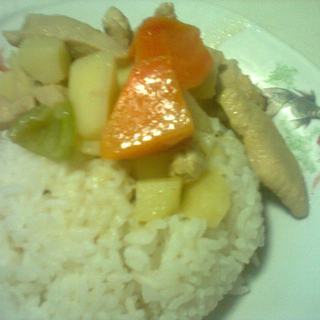 绿咖喱鸡肉炖蔬菜