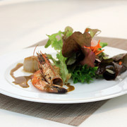 黑虎虾带子沙律