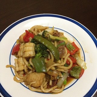 辣炒海鲜乌冬面