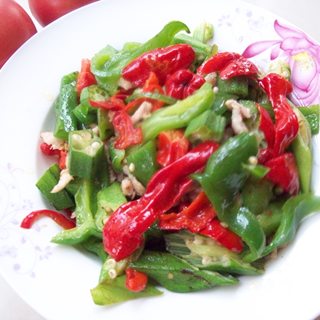 双椒秋葵肉丝