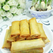 芹菜叶肉馅春卷