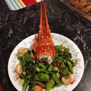 芦笋青豆炒龙虾