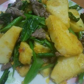 芥兰牛肉炒糕粿