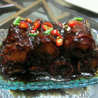 黑椒鲍菇培根卷