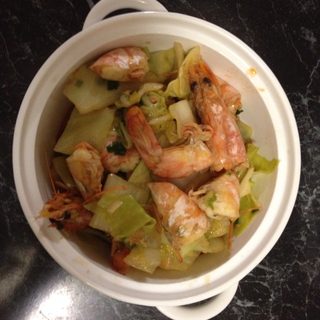 老虎虾炒白菜