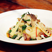 中式蒸鱖魚春蔬綢帶面