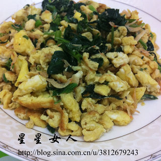 芹菜叶虾米炒鸡蛋