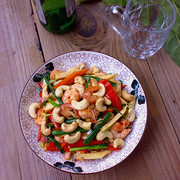 茭白辣椒炒双虾